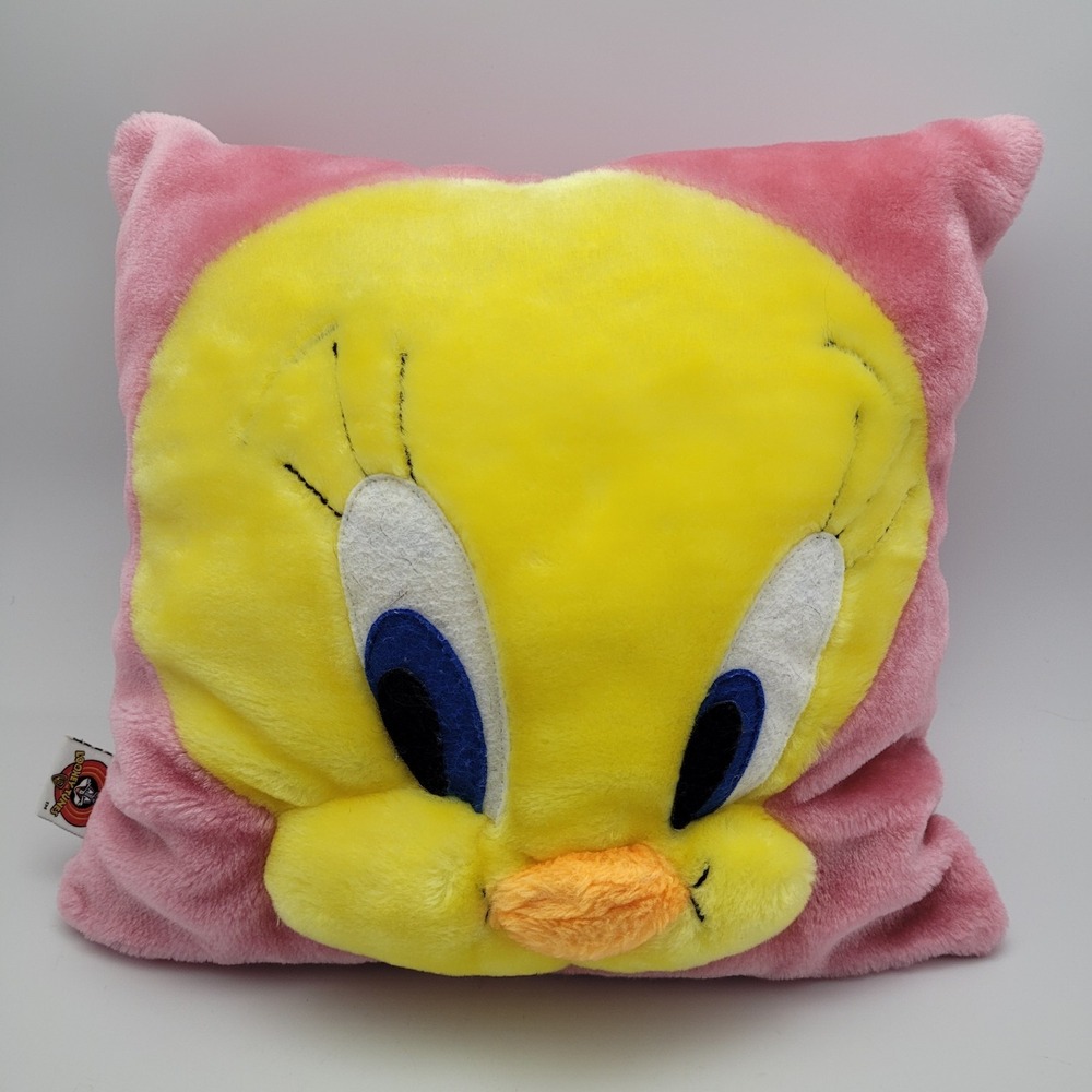 Vintage Warner Bros 2000 Studio PINK PILLOW Tweety Face